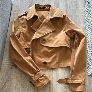 Tan Cropped Trench Coat